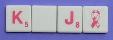 SCRABBLE Tile Style S01P-BC: White tile with bright pink letter