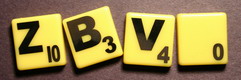 SCRABBLE tile style S20B-J : Yellow tile with black letter, Jumbo font