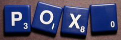 SCRABBLE tile style S45W : Blue tile with white letter