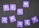 SCRABBLE tile style M51W-T : Plum Crazy purple tile with white letter, Textured surface